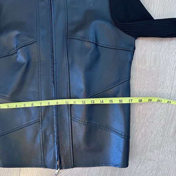 Women’s Fitted Leather Moto Sweater Jacket sz L-XL - Black - Picture 11 of 14